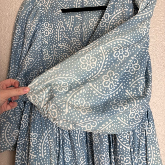 Madewell Bubble-Sleeve Button-Front Mini Dress in Indigo Paisley - Picture 11 of 11